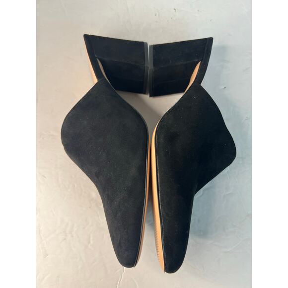 J. Crew Black Suede Block Heel Slip On Leather Insoles Mule Clog Shoes Sz 8 - Picture 5 of 11